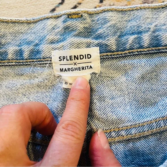 Splendid x Margherita Embroidered Denim Shorts Size 25