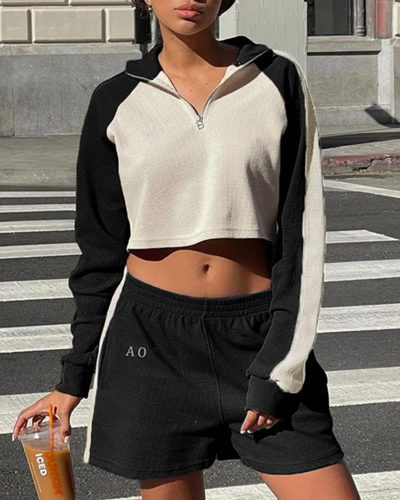 Sporty Long-Sleeve Zip T-Shirt