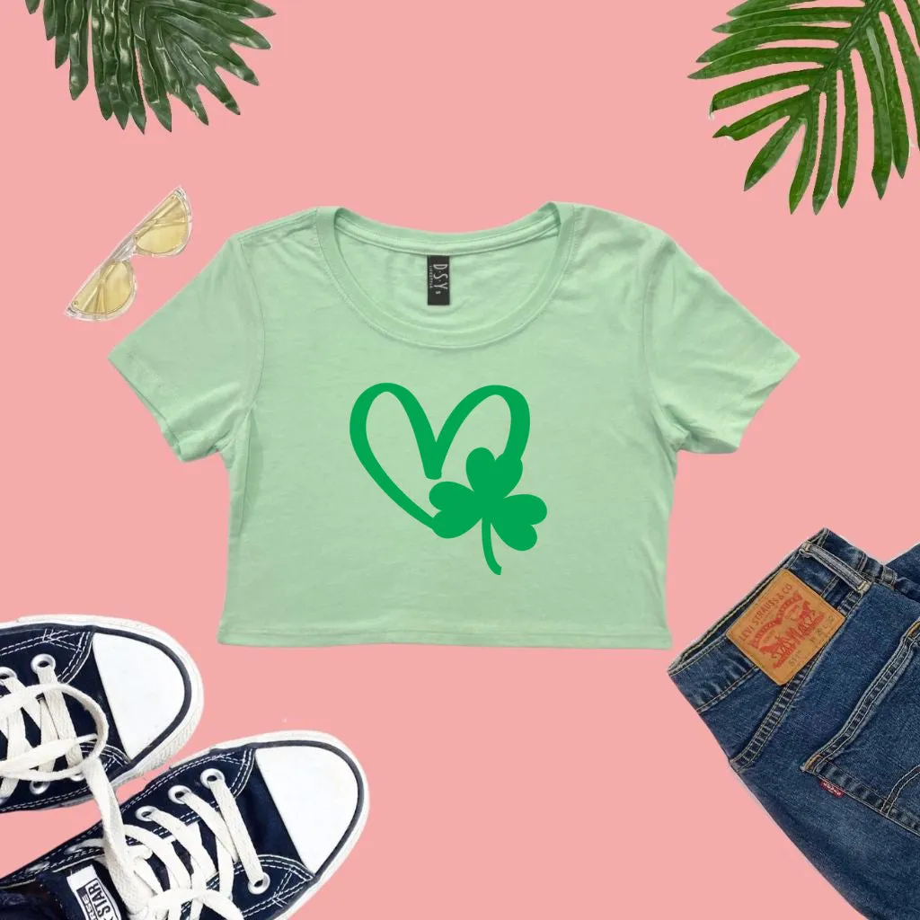 St Patricks Three Leaf Clover Crop Top