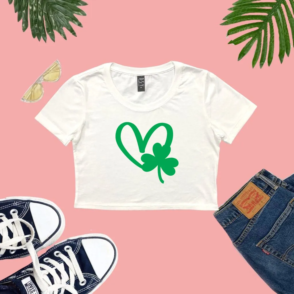 St Patricks Three Leaf Clover Crop Top