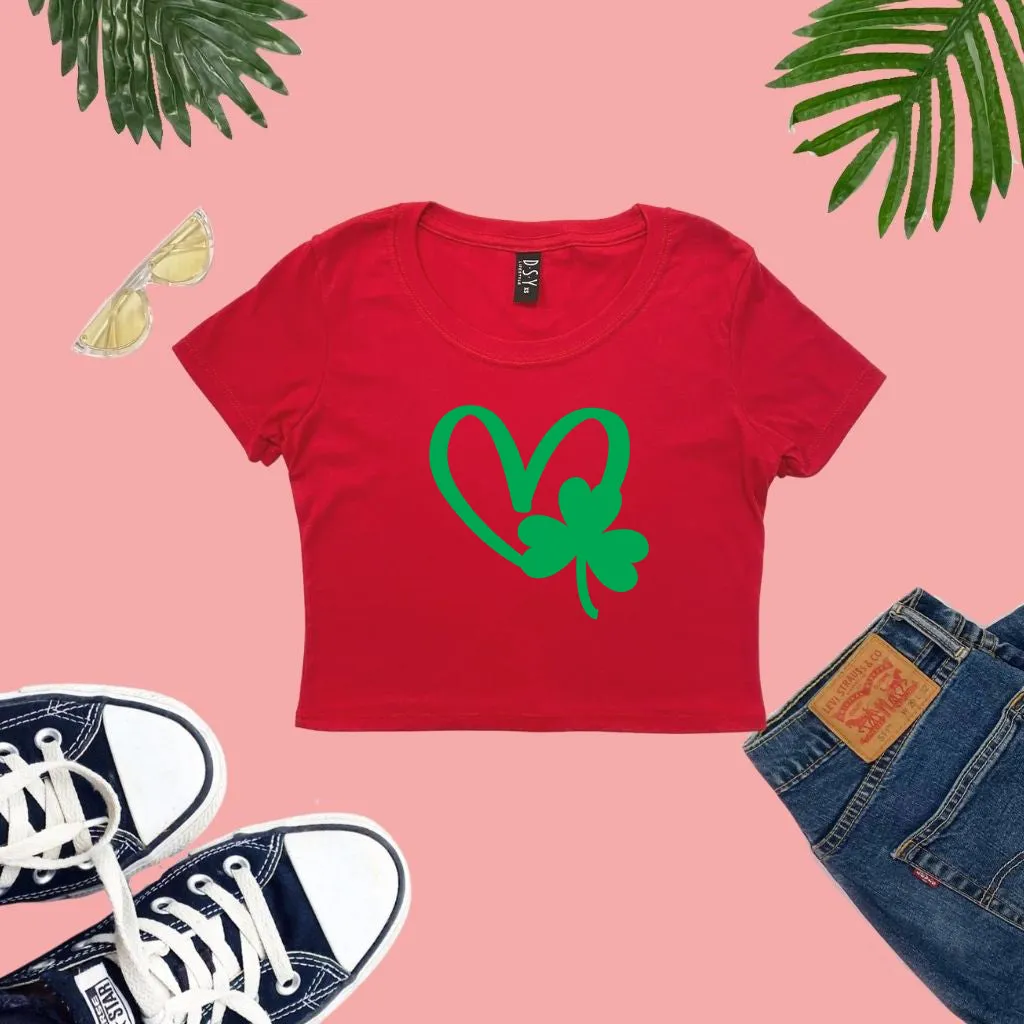 St Patricks Three Leaf Clover Crop Top