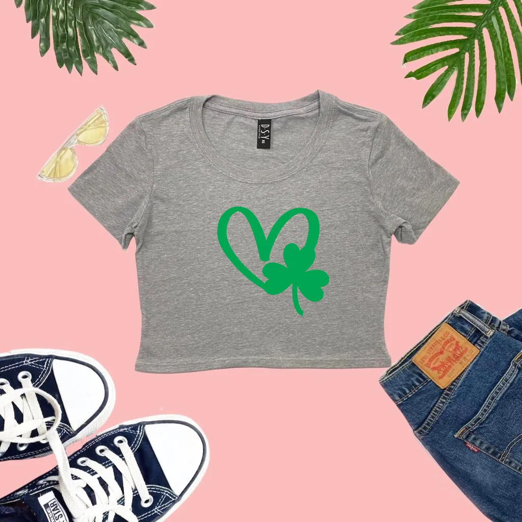 St Patricks Three Leaf Clover Crop Top