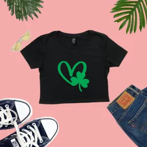St Patricks Three Leaf Clover Crop Top