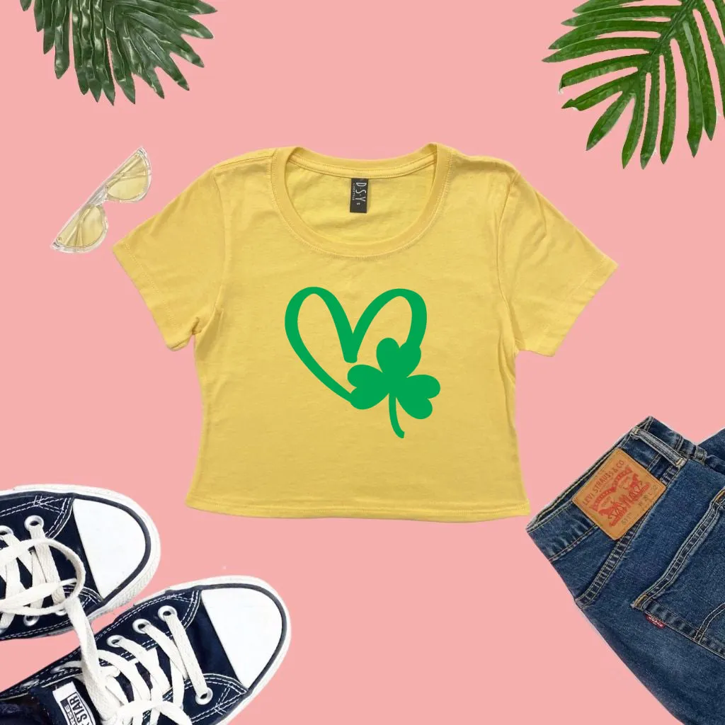 St Patricks Three Leaf Clover Crop Top