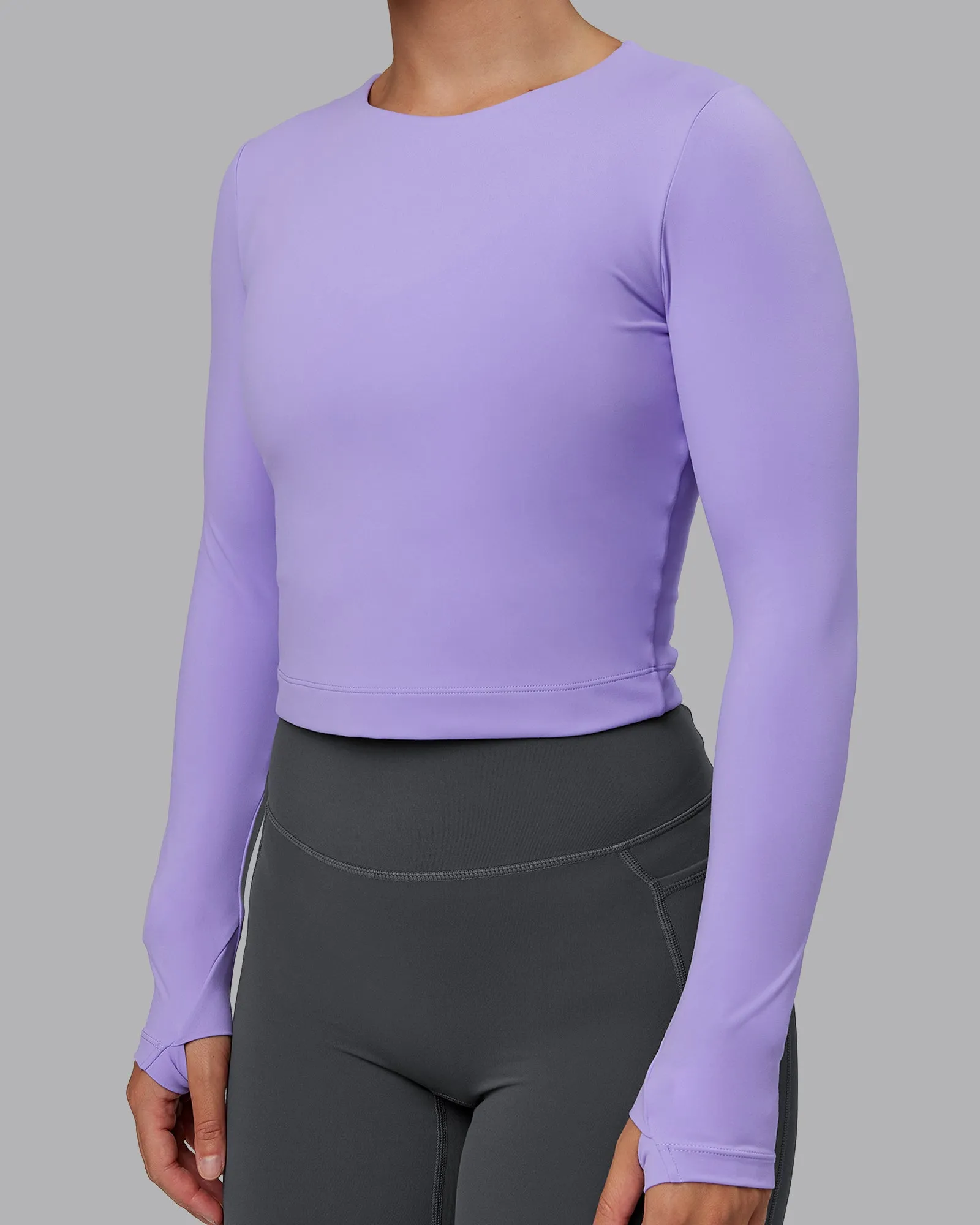 Staple Long Sleeve Cropped Tee - Violet Ray