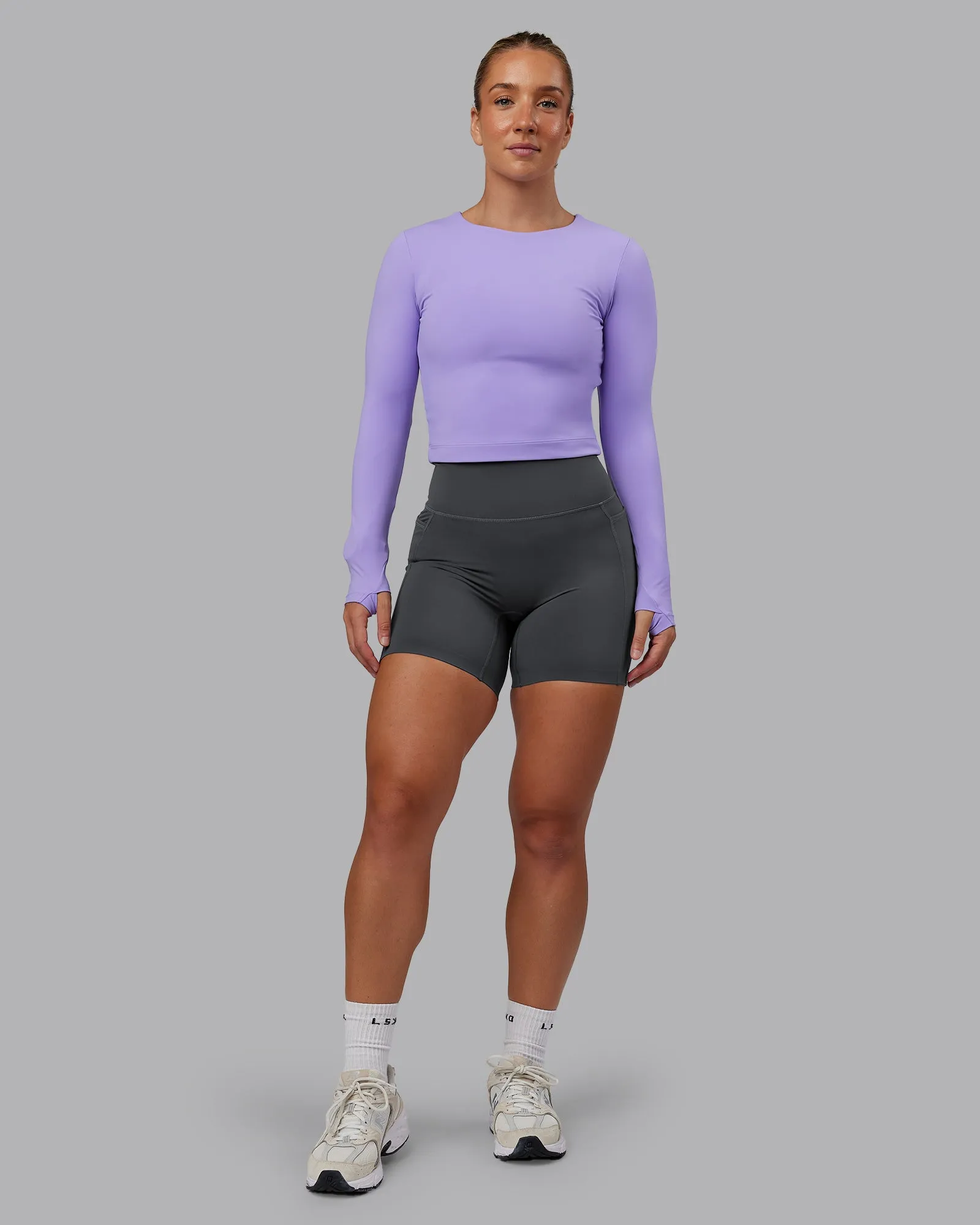 Staple Long Sleeve Cropped Tee - Violet Ray