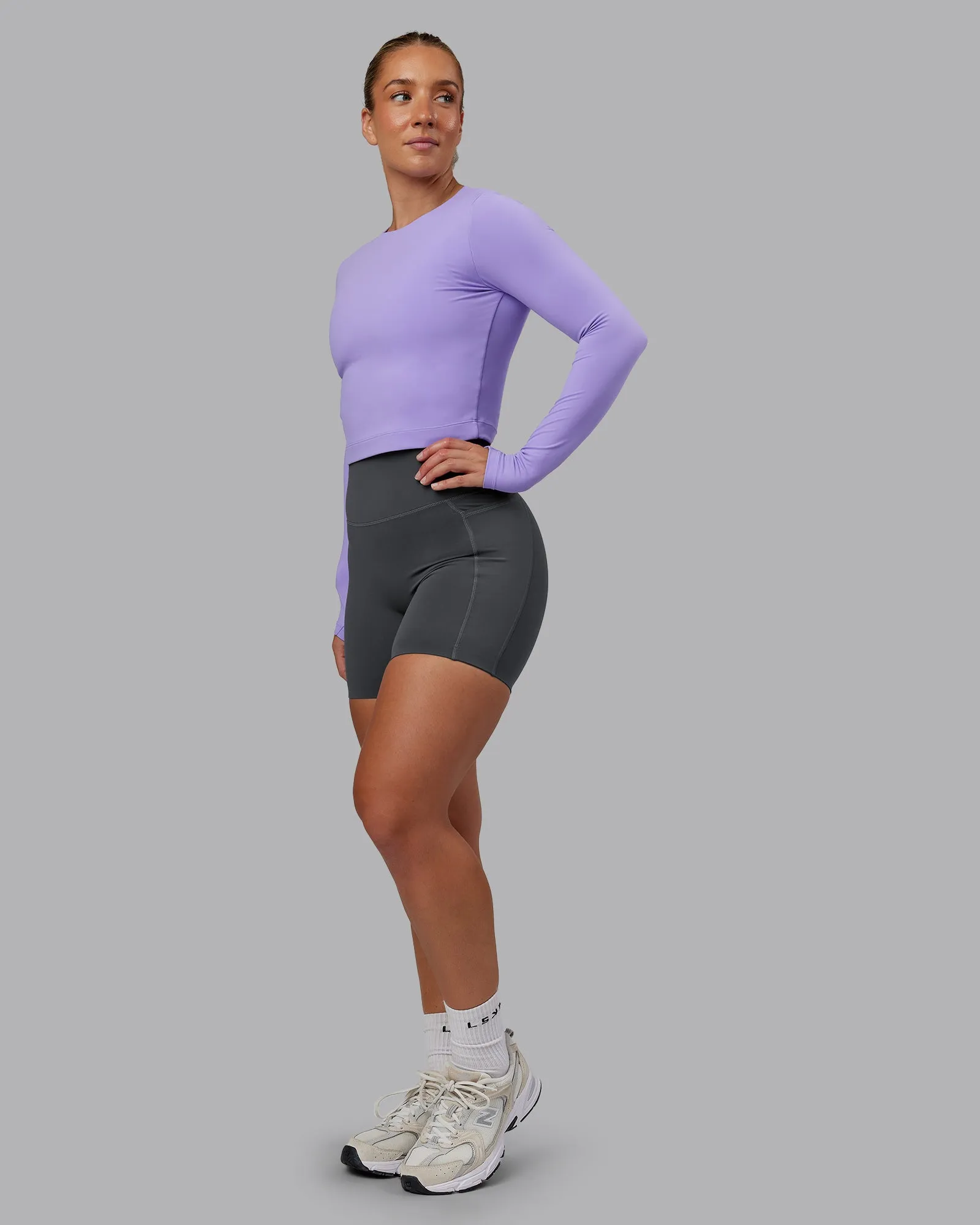 Staple Long Sleeve Cropped Tee - Violet Ray