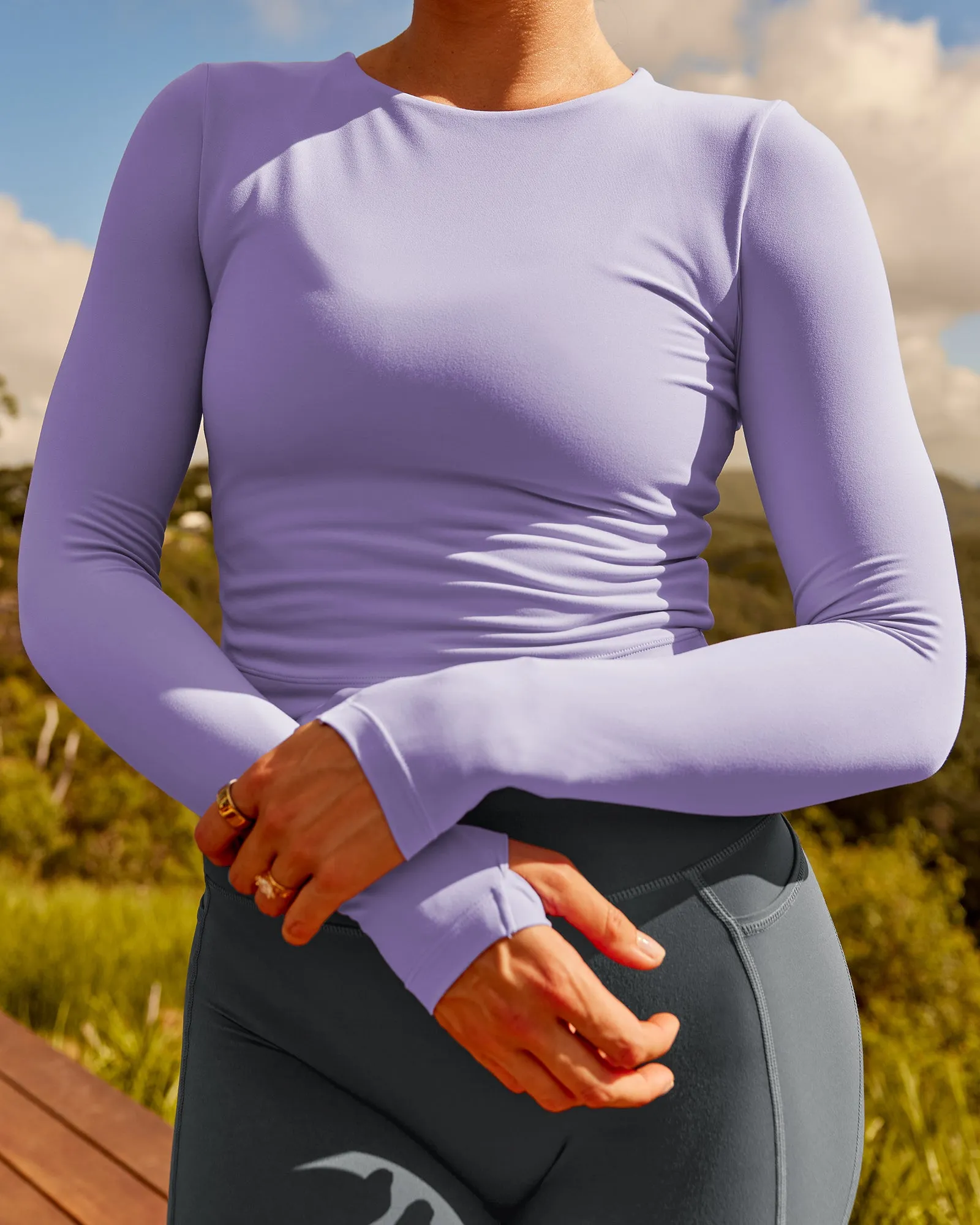 Staple Long Sleeve Cropped Tee - Violet Ray
