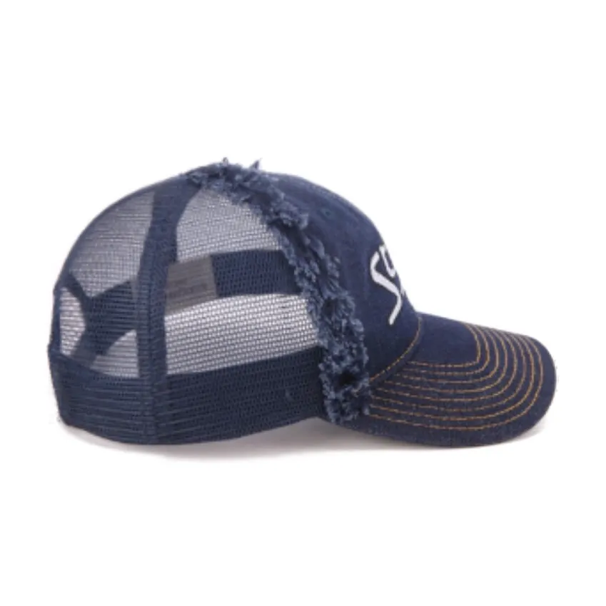 Sting Distressed Denim Trucker Hat Blue