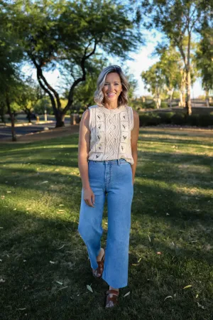 Straight Leg Wide Denim Pant