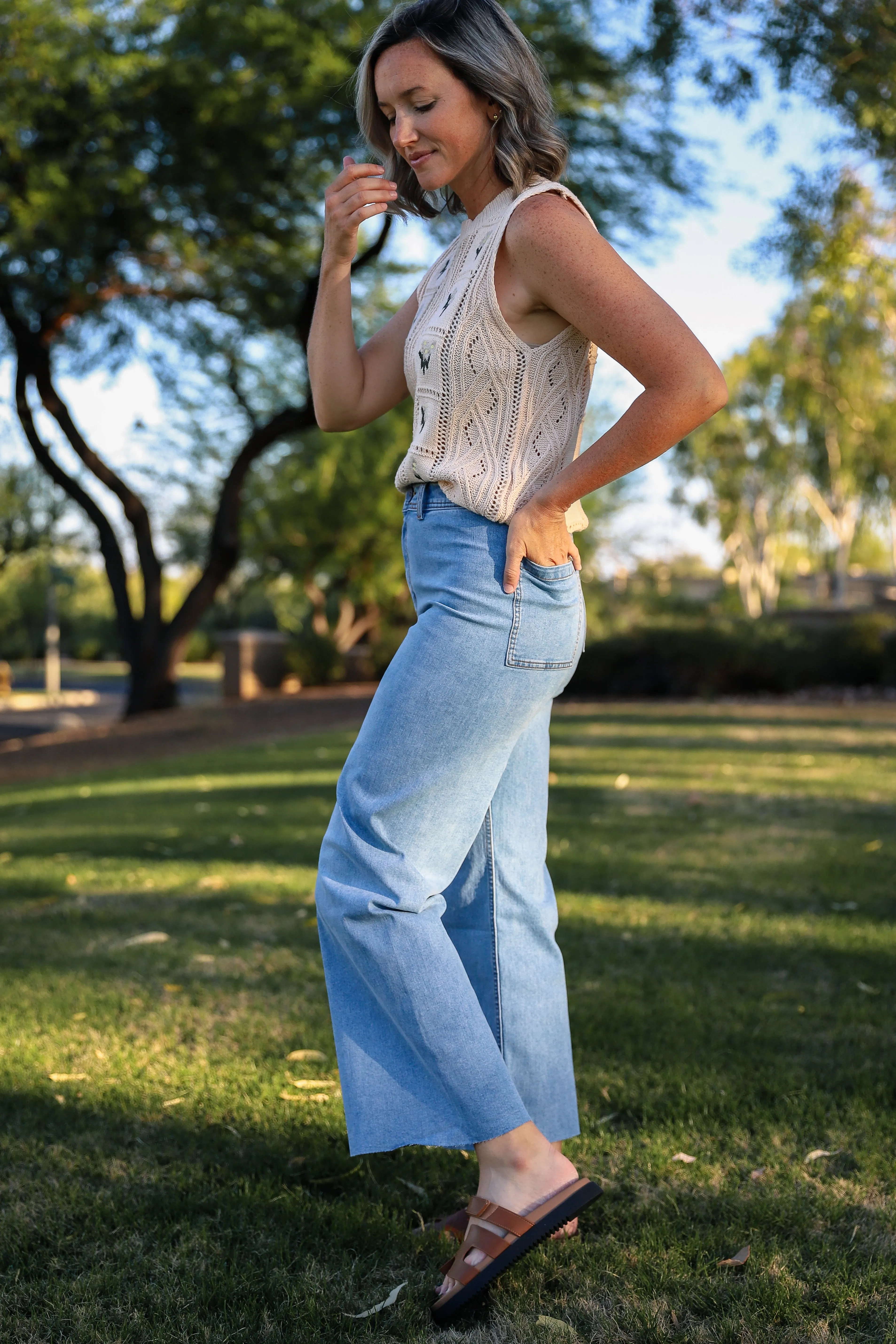 Straight Leg Wide Denim Pant