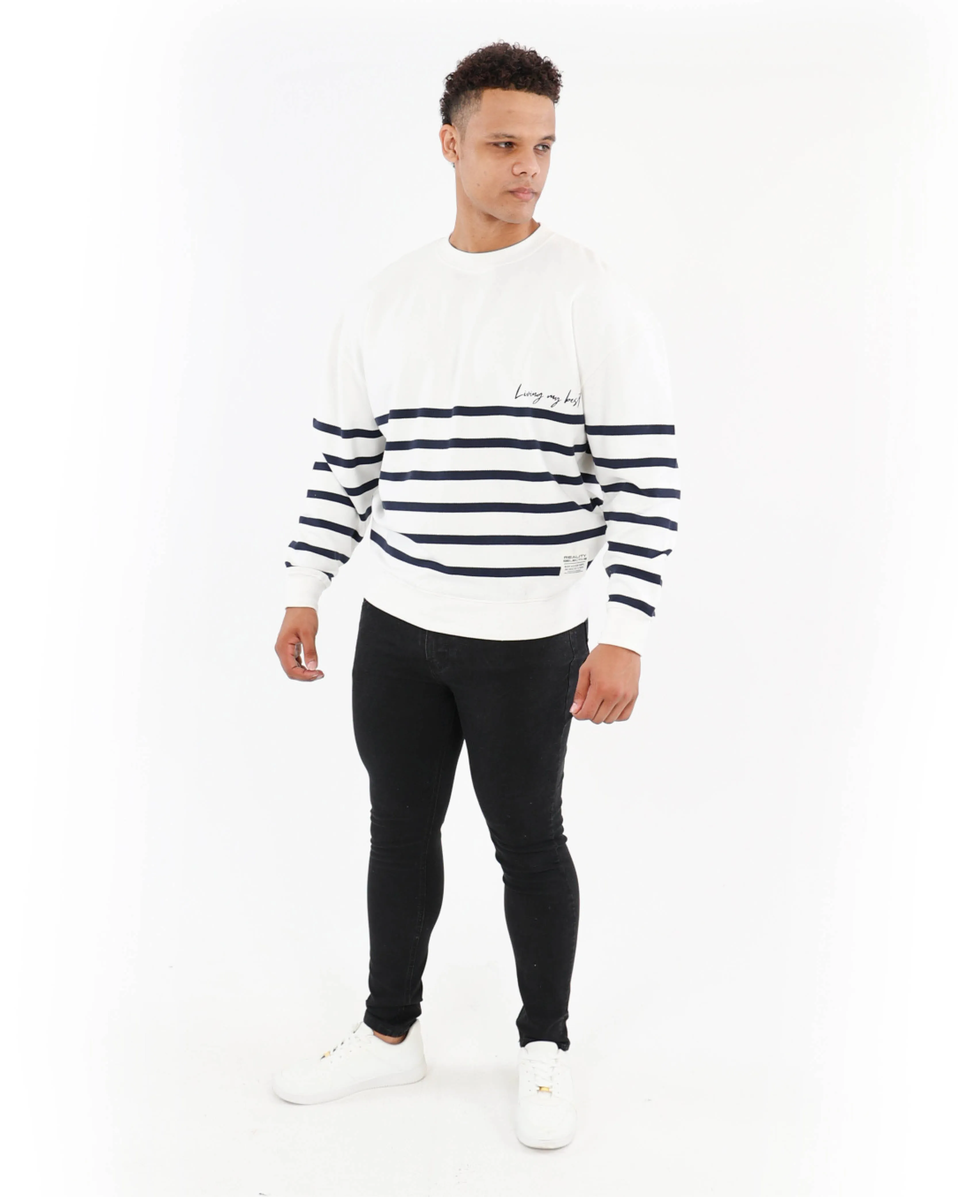 Stripe Living My Best Fleece Top