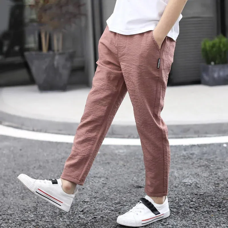 Summer New Boys Girls Pants Child Wear Pants Children's Cotton Trousers Casual Pants Kids Thin Trousers 5-6 8 10 12 14 Ages