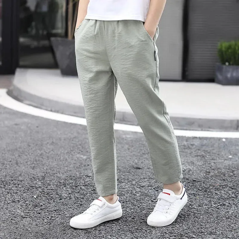 Summer New Boys Girls Pants Child Wear Pants Children's Cotton Trousers Casual Pants Kids Thin Trousers 5-6 8 10 12 14 Ages