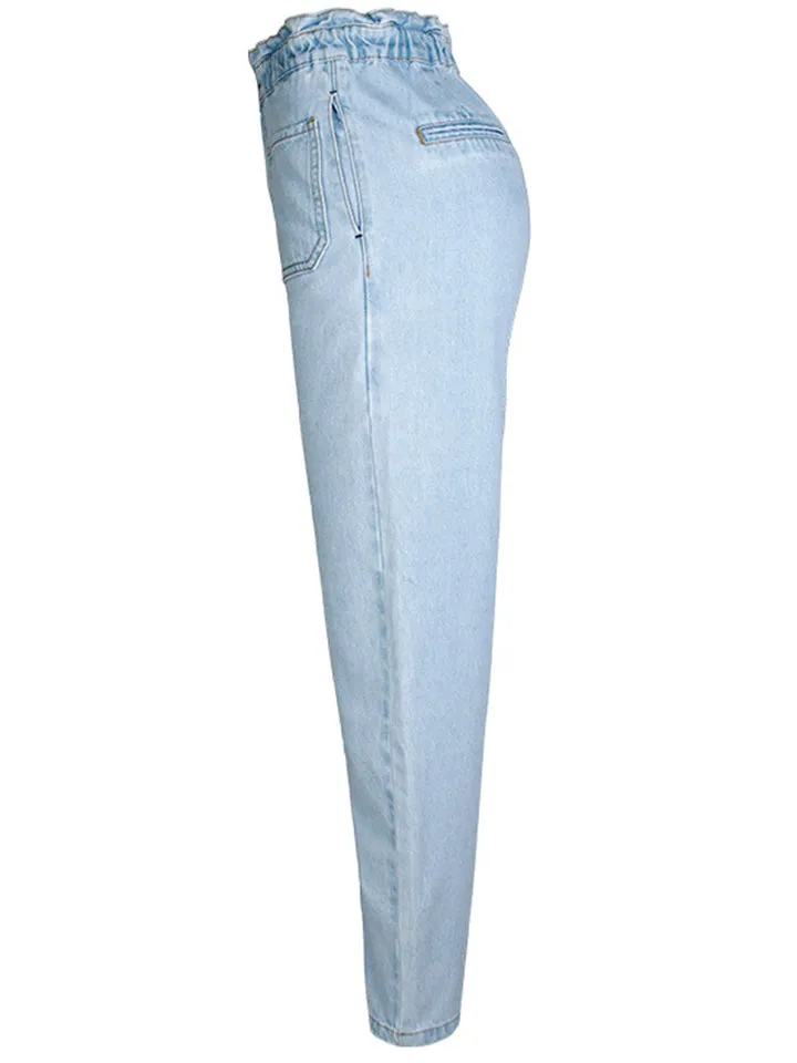 Super Cool Simple Style Harem Pants Extra Loose Women Denim Jeans for All Season