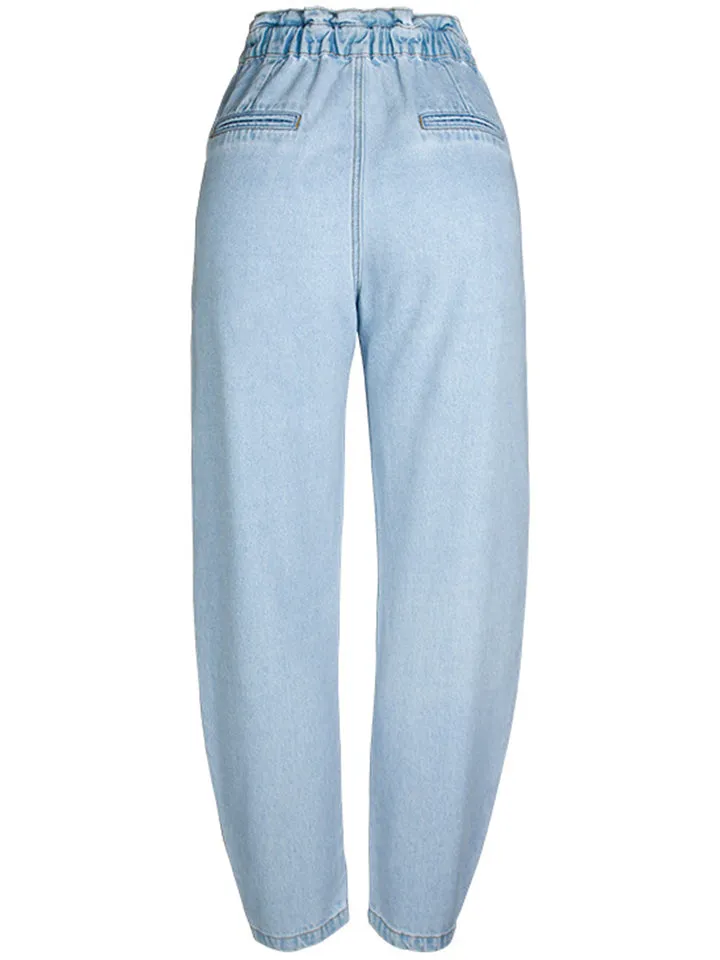Super Cool Simple Style Harem Pants Extra Loose Women Denim Jeans for All Season