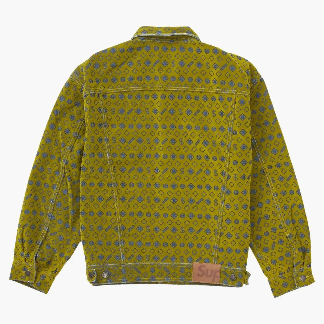 Supreme Flocked Denim Trucker Jacket Mustard