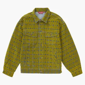 Supreme Flocked Denim Trucker Jacket Mustard