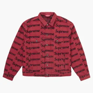 Supreme Frayed Logos Denim Trucker Jacket Red