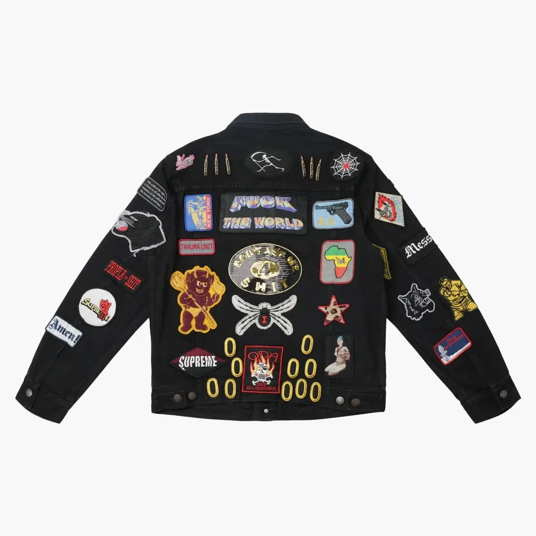 Supreme Patches Denim Trucker Jacket Black