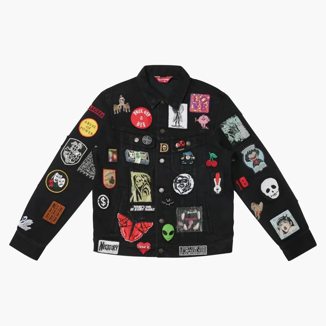 Supreme Patches Denim Trucker Jacket Black