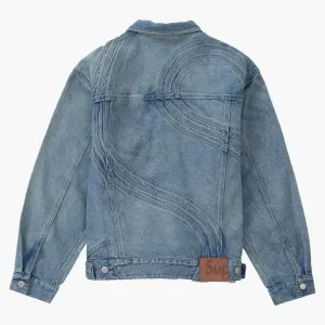 Supreme S Logo Denim Trucker Jacket Washed Blue