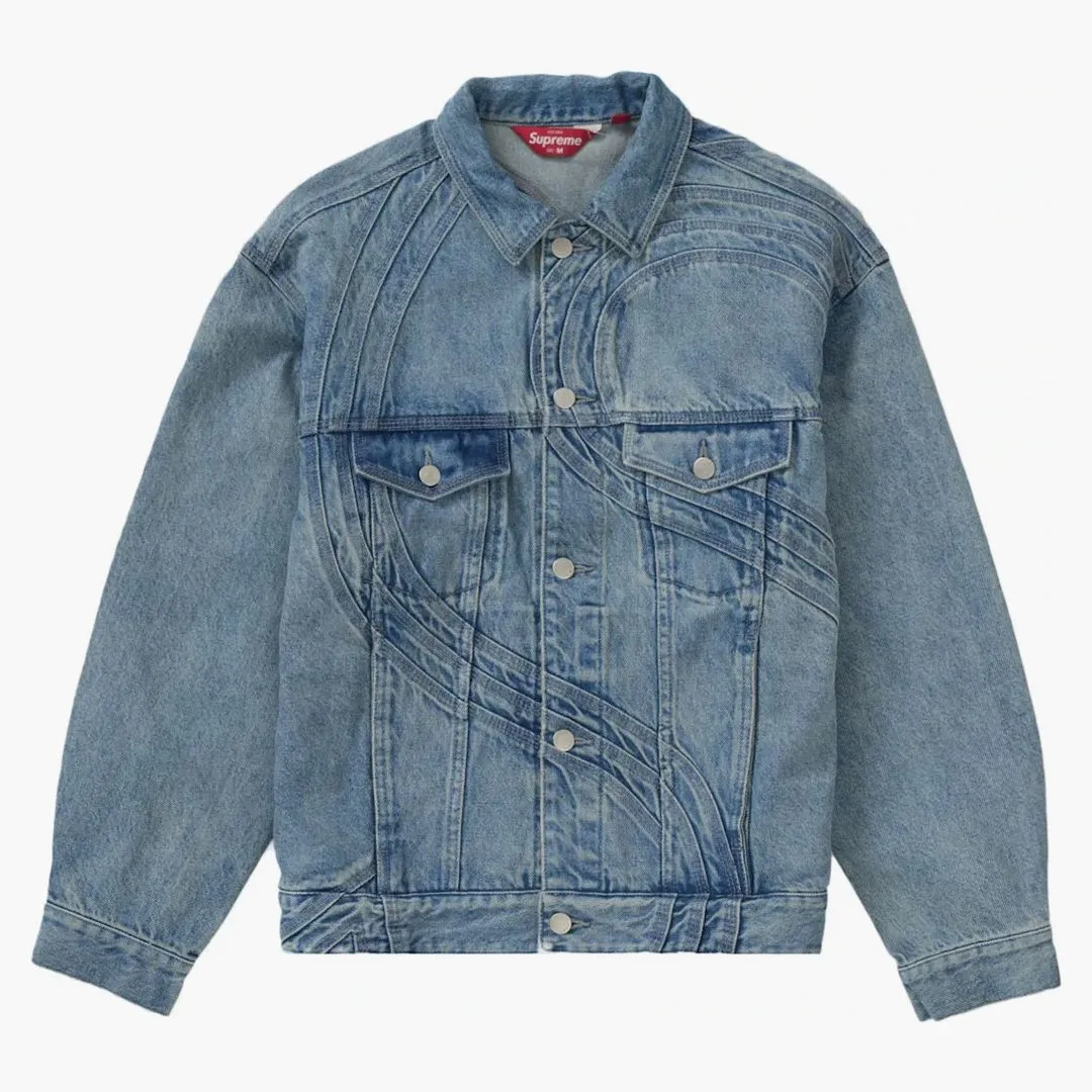 Supreme S Logo Denim Trucker Jacket Washed Blue
