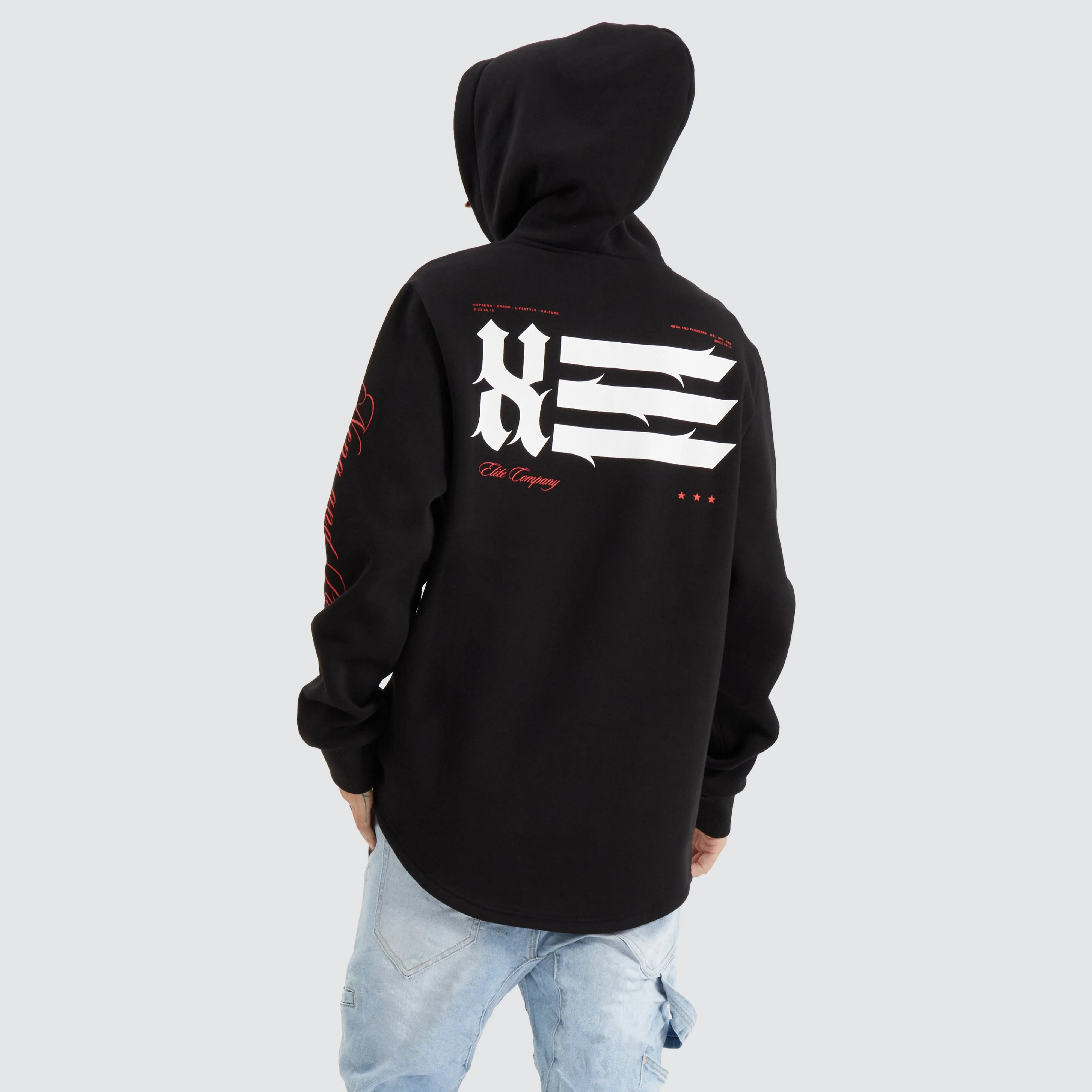 Sutton Hooded Dual Curved Sweater Jet Black