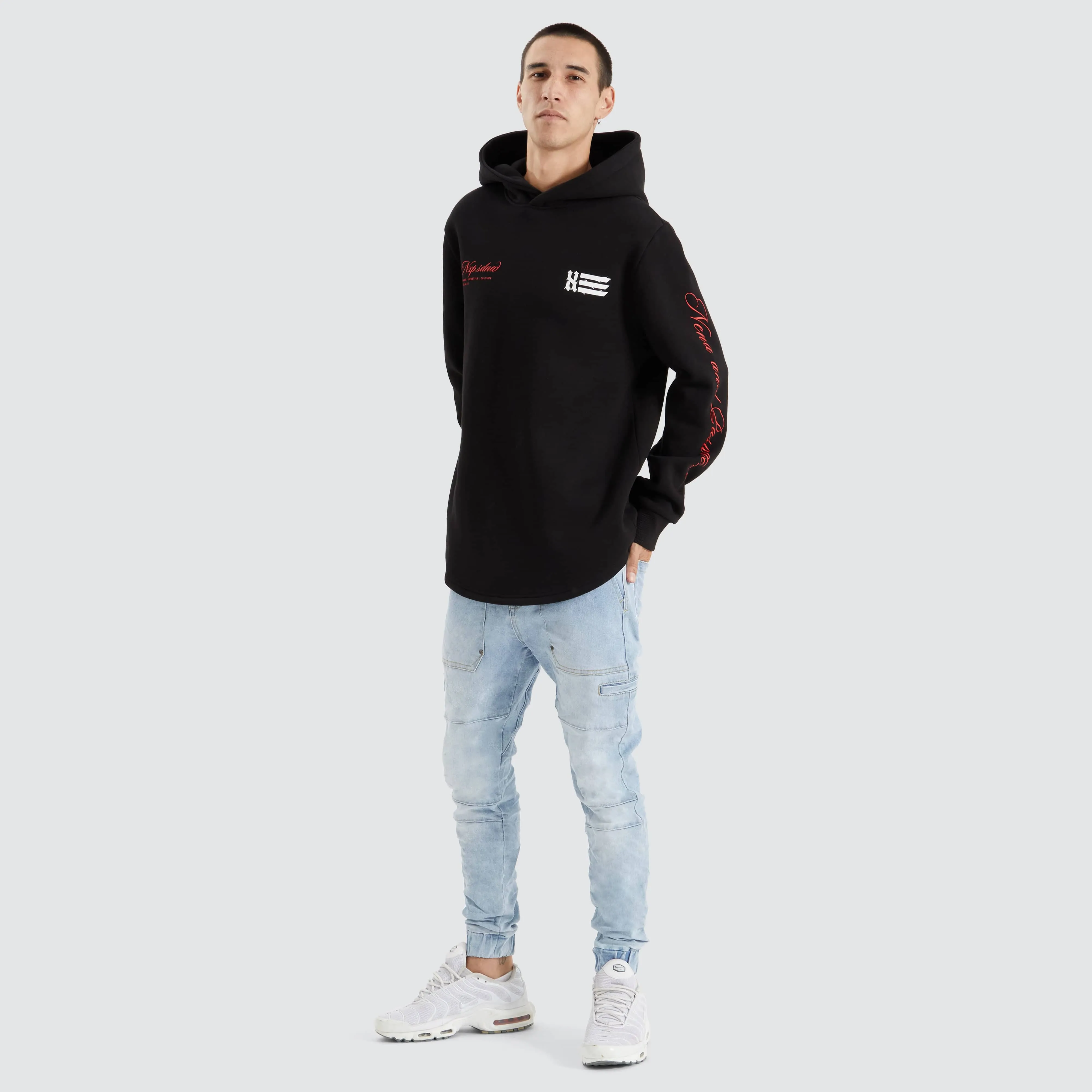 Sutton Hooded Dual Curved Sweater Jet Black