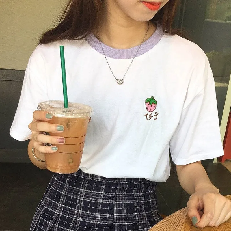 Sweet Fruit Embroidered T-shirts