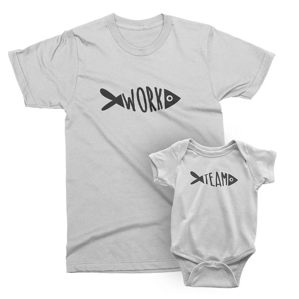 Team Work - Fishing tshirts, Matching outfit for Grandpa / Daddy and Me
