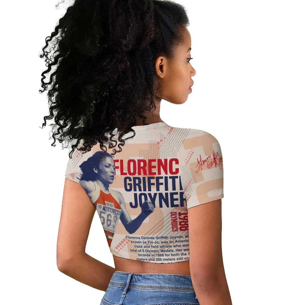 The Phenomenal Woman Flo-Jo Raglan Cropped T shirt 1988 Olympic DT02