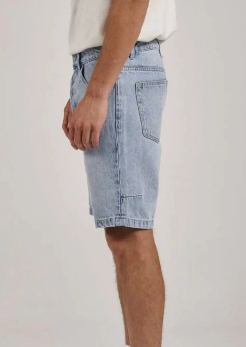 Thrills Chopped Hem Denim Short Ash Blue