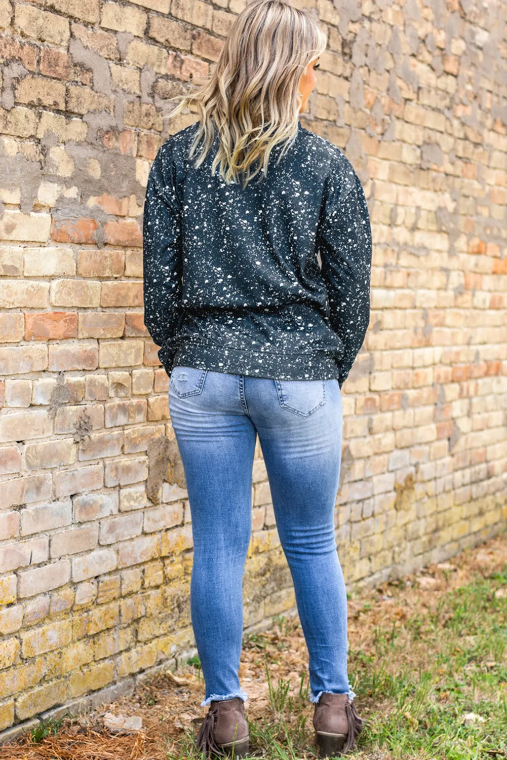 Tie-dyed Sunflower Print Long Sleeve Pullover Sweatshirt