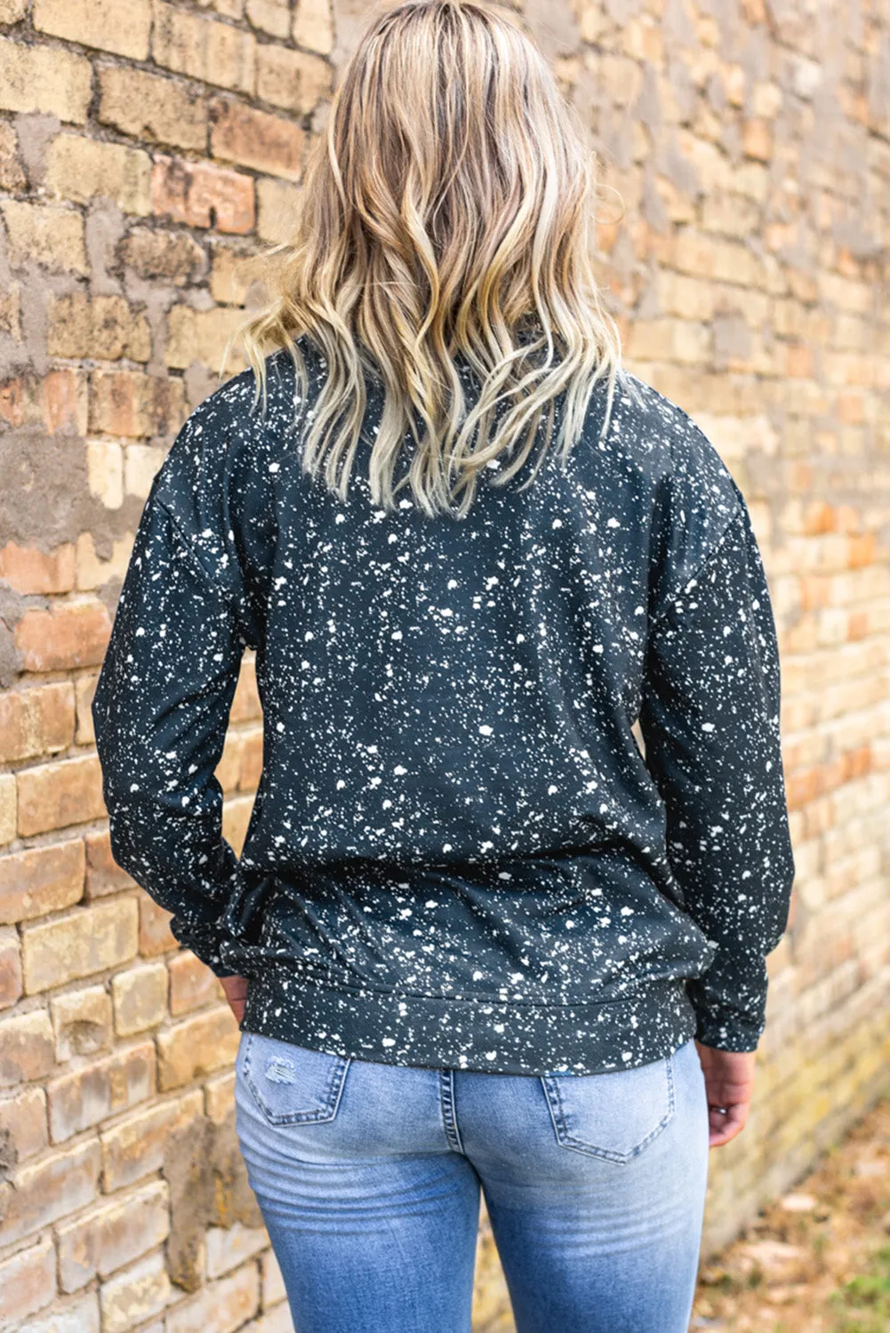 Tie-dyed Sunflower Print Long Sleeve Pullover Sweatshirt