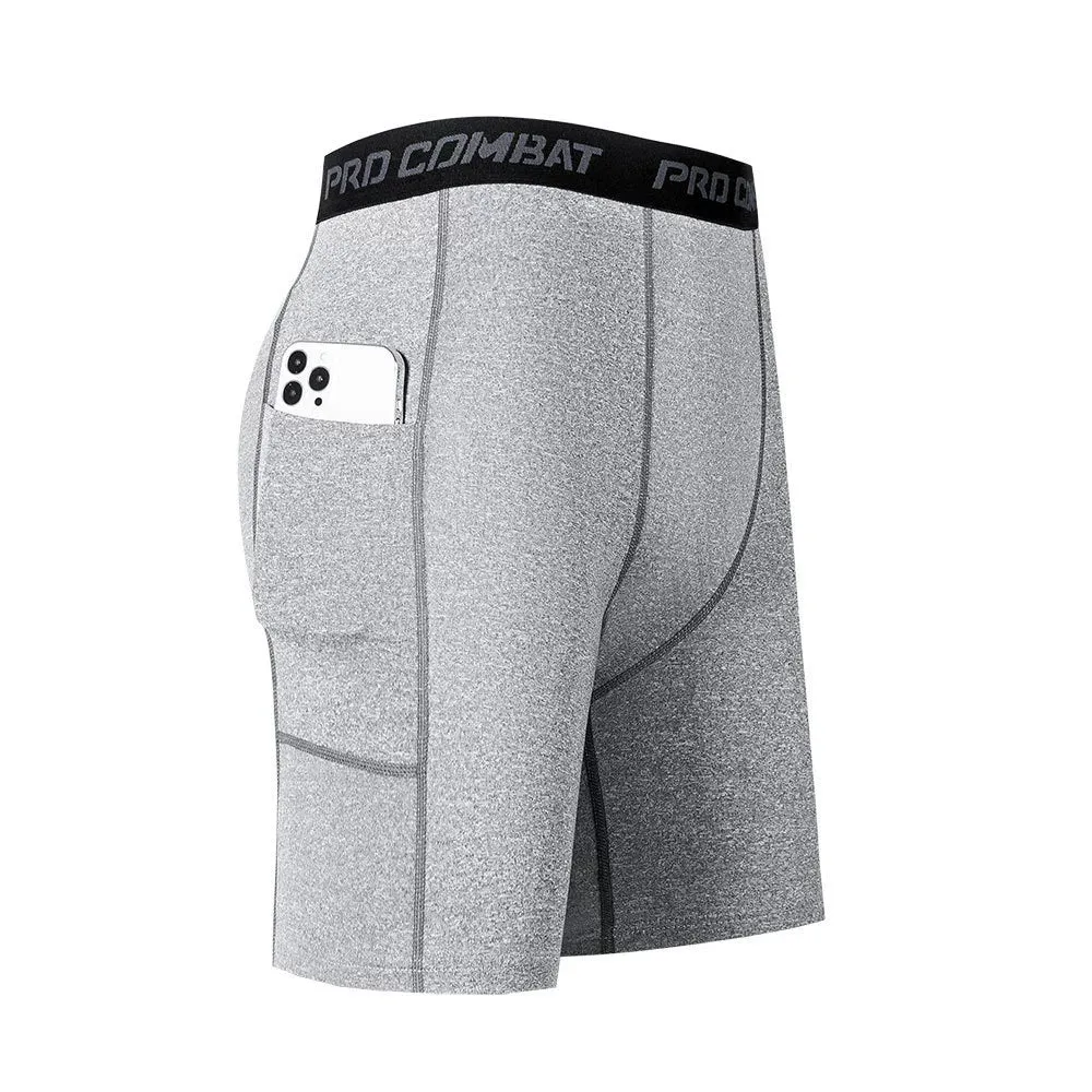 Tight Pants Men's Compression Fitness Basketball Half Length Shorts Sports Training Running High Elastic Base Quick-Drying Summer