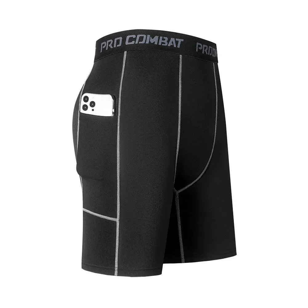 Tight Pants Men's Compression Fitness Basketball Half Length Shorts Sports Training Running High Elastic Base Quick-Drying Summer
