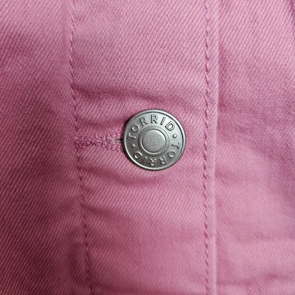 Torrid Vintage Stretch Denim Trucker Jacket Wild Rose Pink 1X