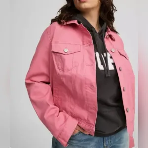 Torrid Vintage Stretch Denim Trucker Jacket Wild Rose Pink 1X