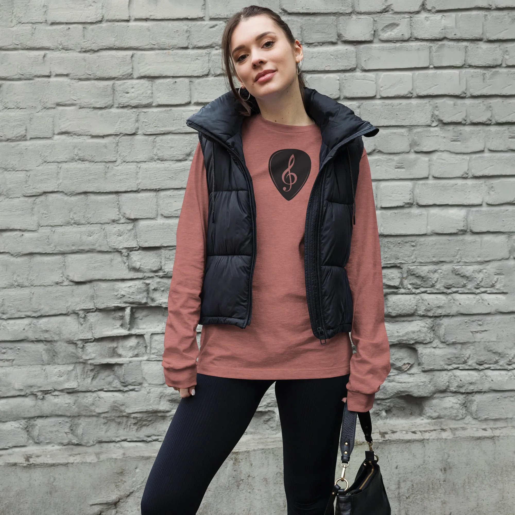 Treble Clef Pick in Heather Mauve Long Sleeve Tee