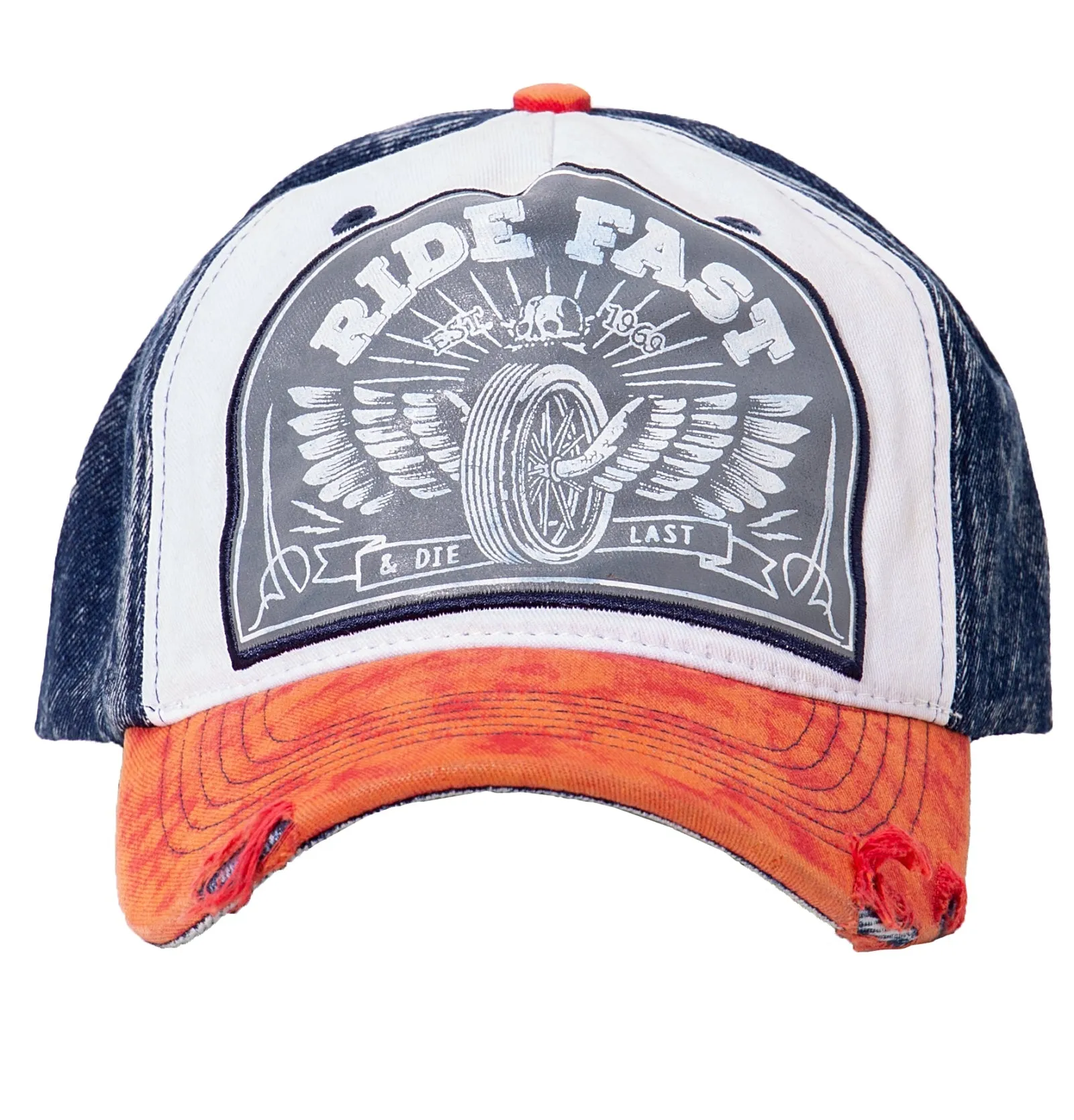 Trucker Cap im Vintage Denim Look «Ride Fast»