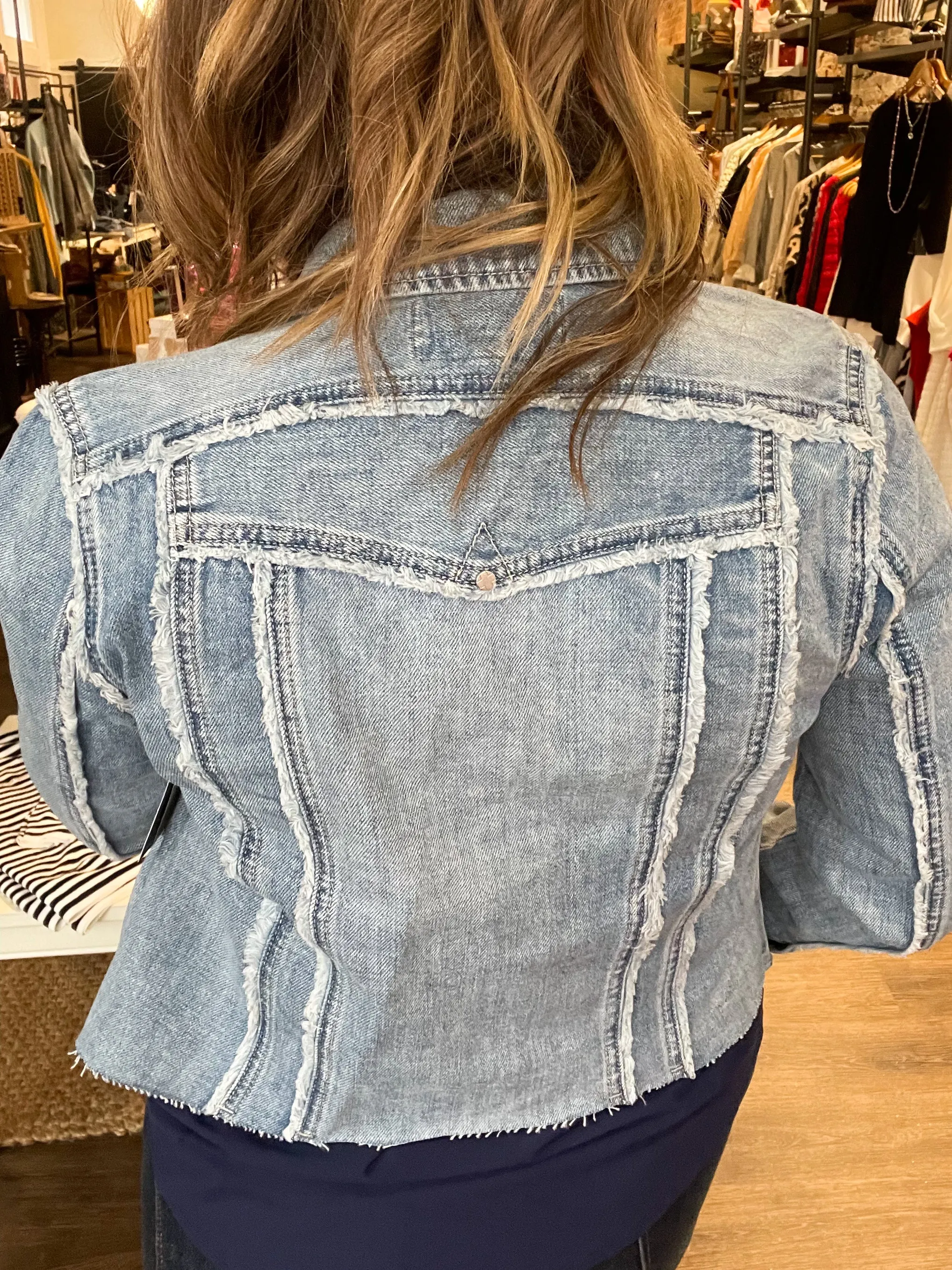 Trucker Jacket with Fray Details