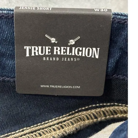 True Religion Jennie Mid Rise Raw Hem Shorts