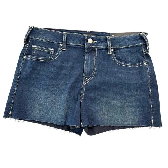 True Religion Jennie Mid Rise Raw Hem Shorts