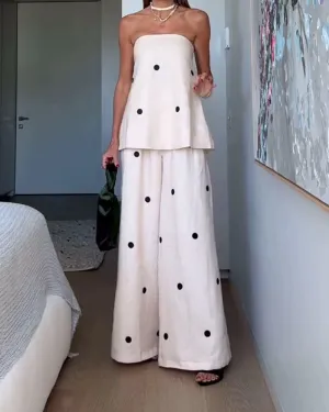 Tube Top Casual Loose Pants Set