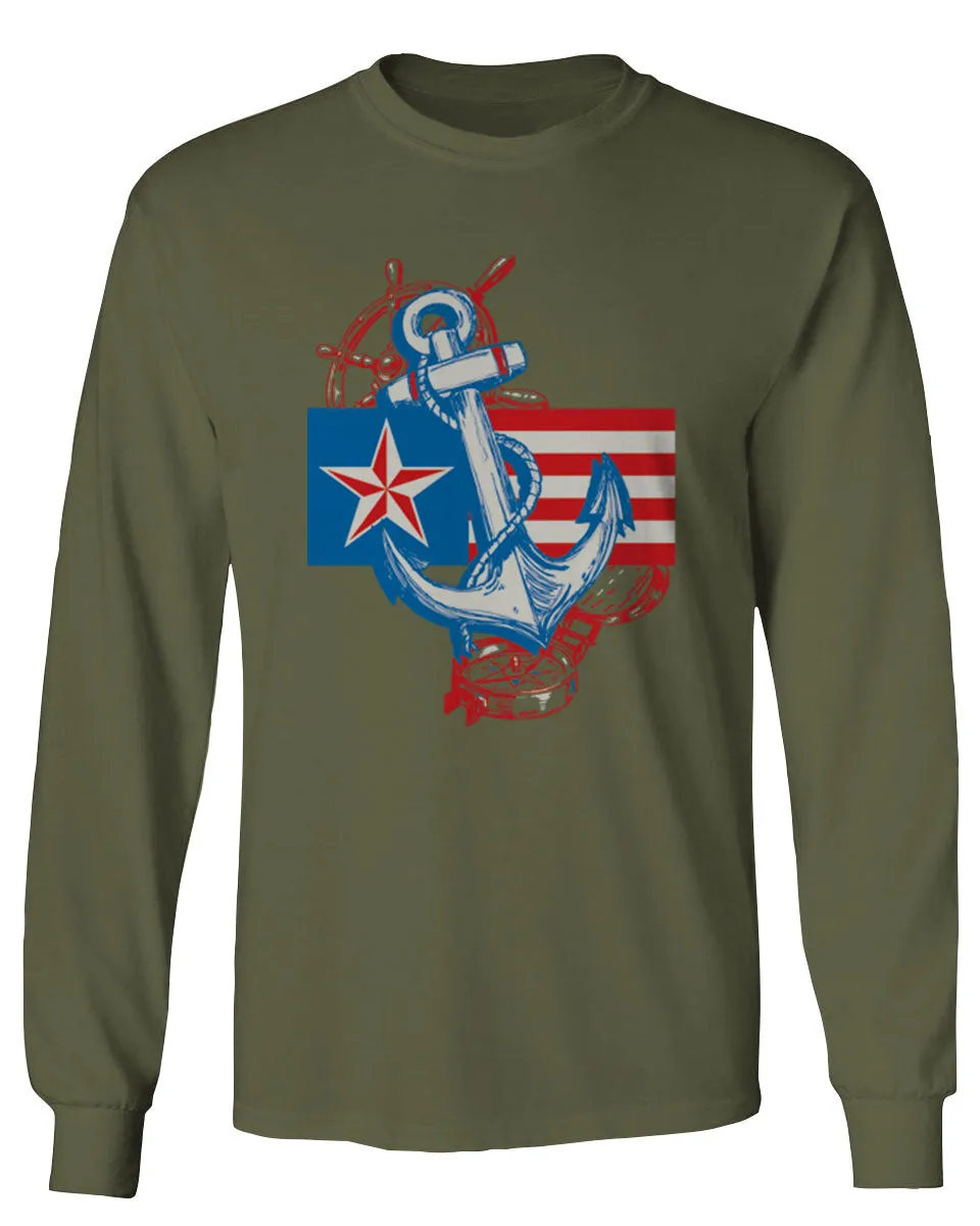 USA American Anchor Sea Marine US Navy Sailor Seals mens Long sleeve t shirt