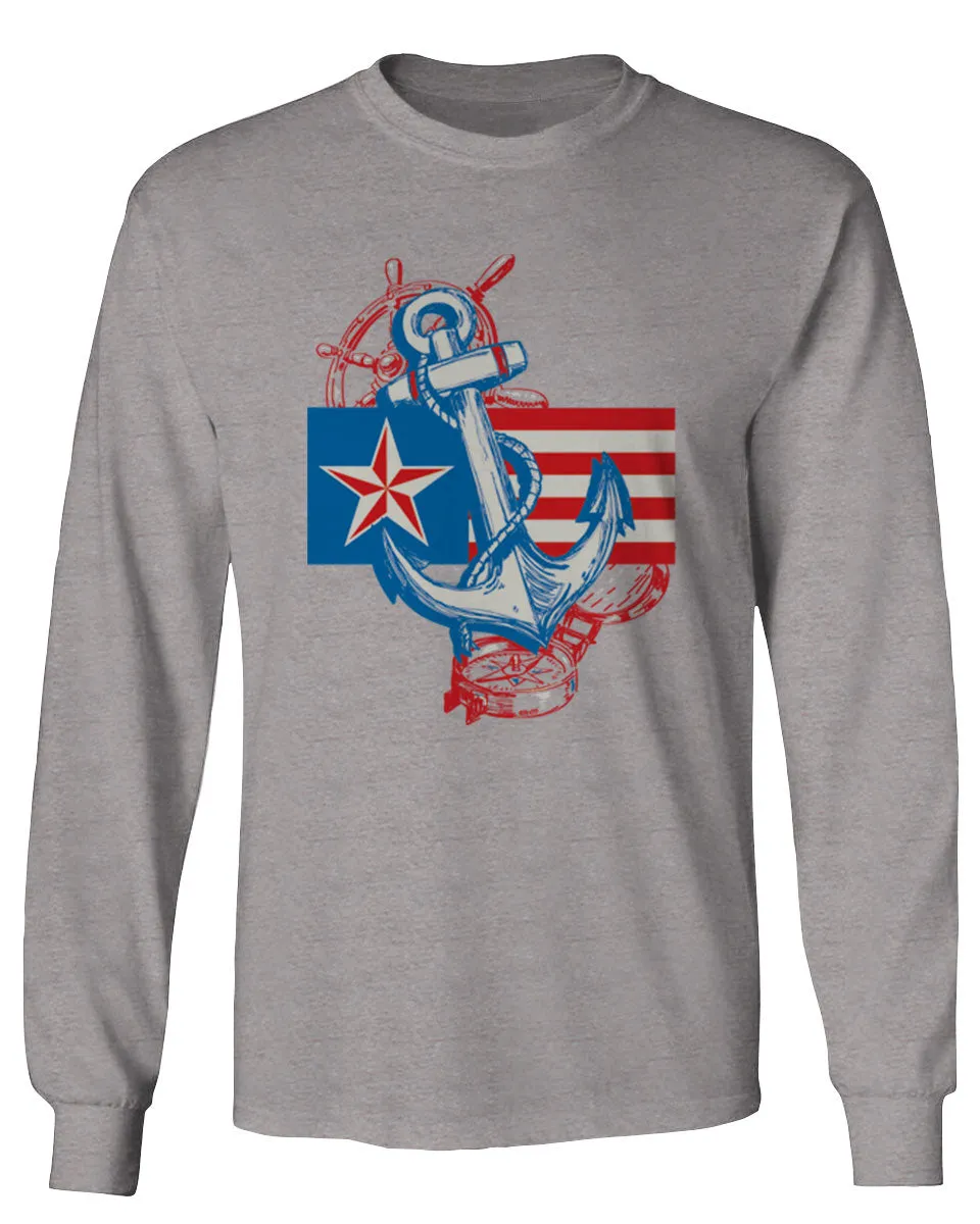 USA American Anchor Sea Marine US Navy Sailor Seals mens Long sleeve t shirt