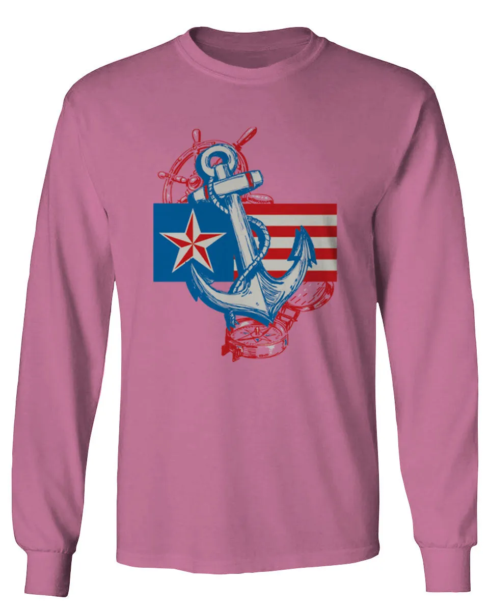 USA American Anchor Sea Marine US Navy Sailor Seals mens Long sleeve t shirt