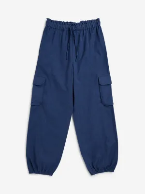 Utsa Kids Navy Cargo-Style Cotton-Blend Harem Pants - (8-14yrs)