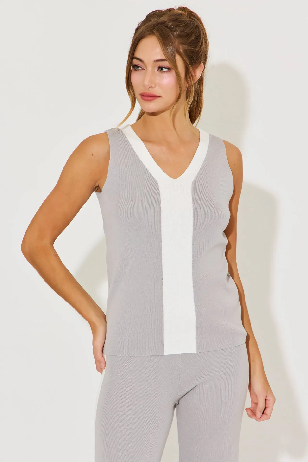 Vanessa Colorblock Knit Sleeveless Top and Pants Set